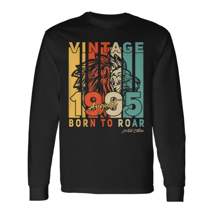 27Th Birthday August 27 Years Old Vintage 1995 Men Women Long Sleeve T-Shirt T-shirt Graphic Print