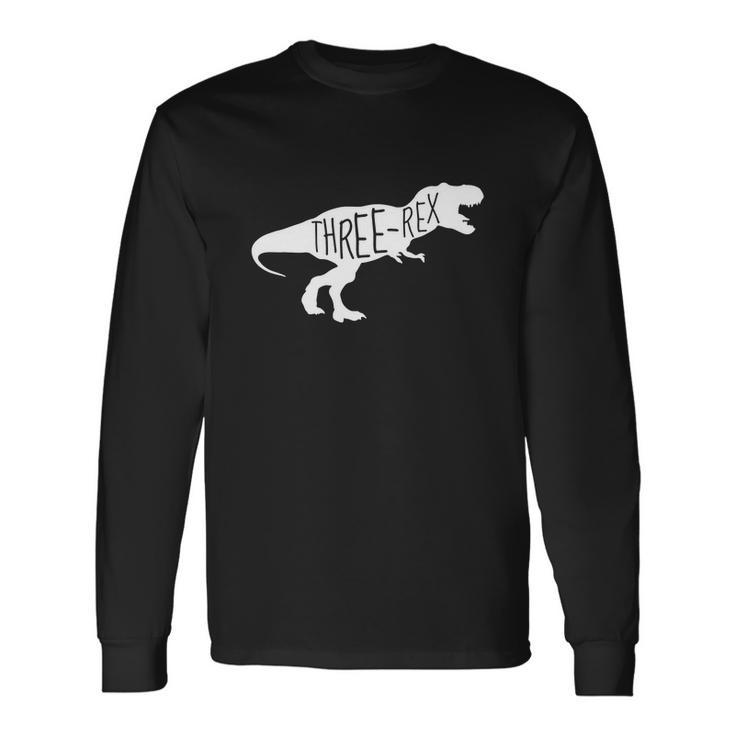 3 Year Old Birthday Girl Boy Dinosaur Three Rex Long Sleeve T-Shirt