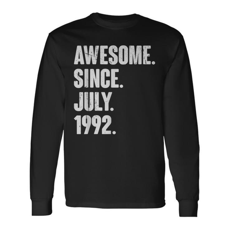 30 Year Old 30Th Birthday Awesome Since July 1992 Long Sleeve T-Shirt