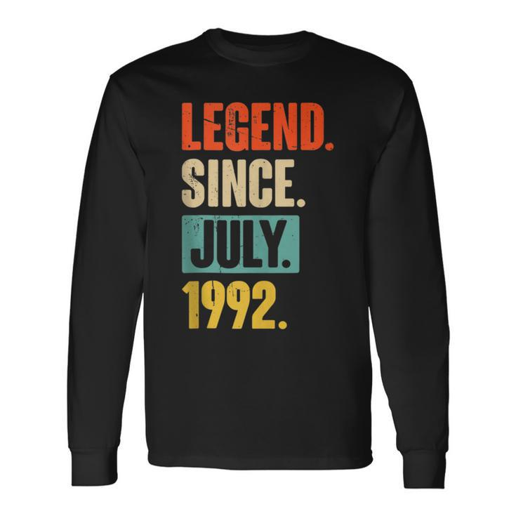 30 Years Old Legend Since July 1992 30Th Birthday Long Sleeve T-Shirt