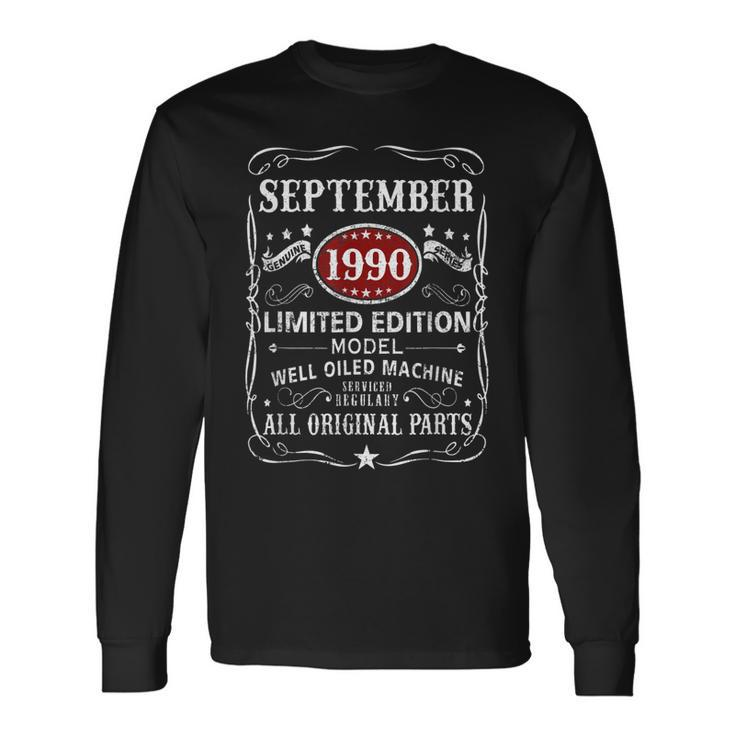32 Years Old 32Nd Birthday Decoration September 1990 Men Women Long Sleeve T-Shirt T-shirt Graphic Print