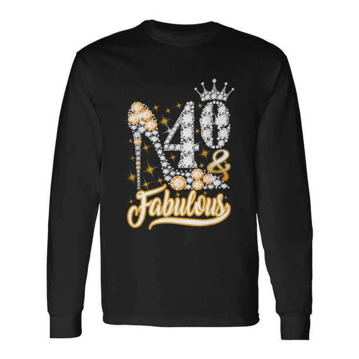 40 Fabulous 40 Years 40Th Birthday Diamond Crown Shoes V2 Long Sleeve T-Shirt