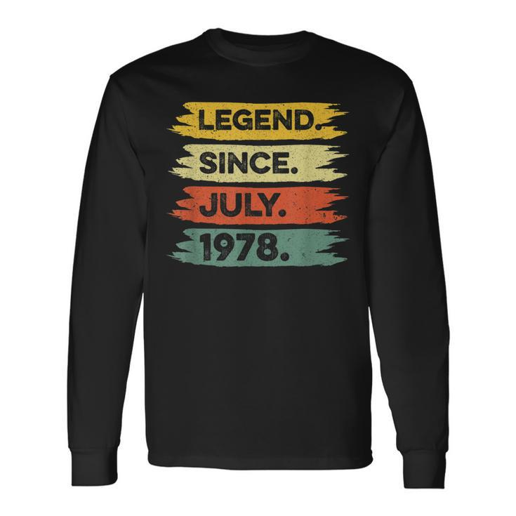 44Th Birthday Retro Vintage Legend Since July 1978 Long Sleeve T-Shirt Gifts ideas