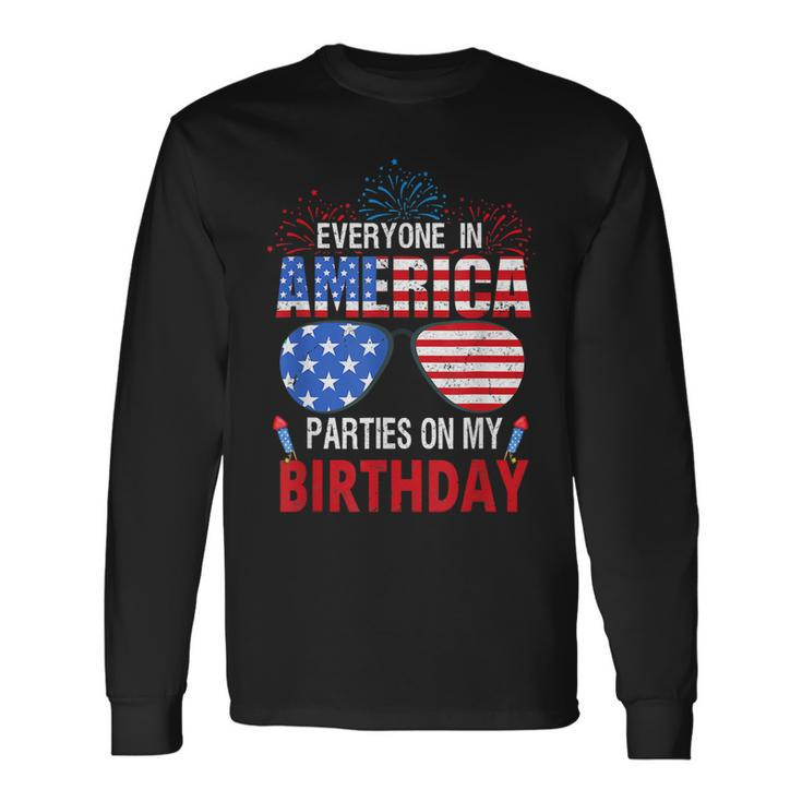4Th Of July Birthday Bday Born On 4Th Of July Long Sleeve T-Shirt Gifts ideas