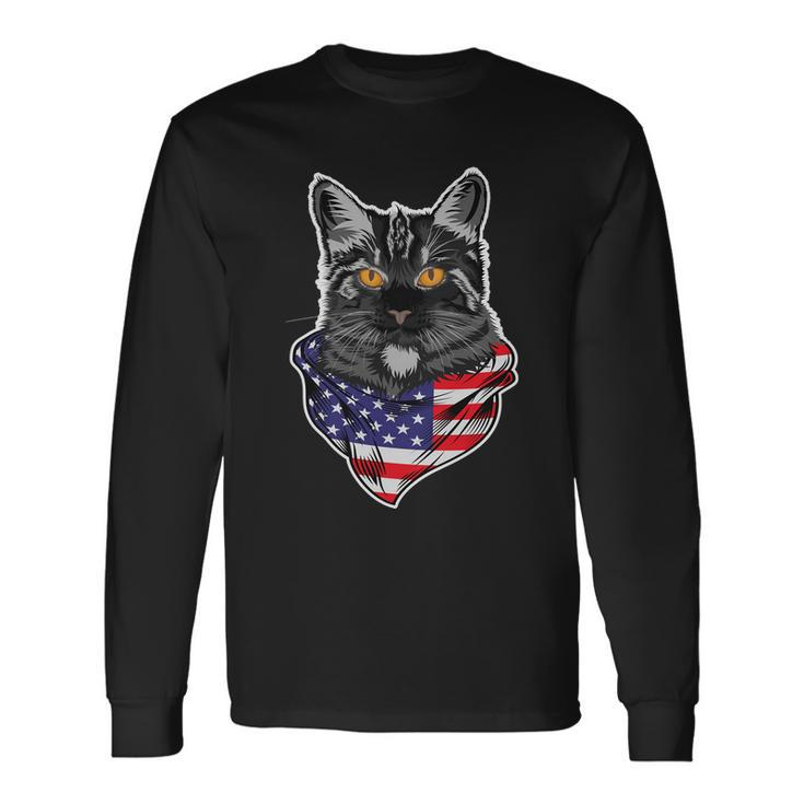 4Th Of July Cat American Patriotic Long Sleeve T-Shirt