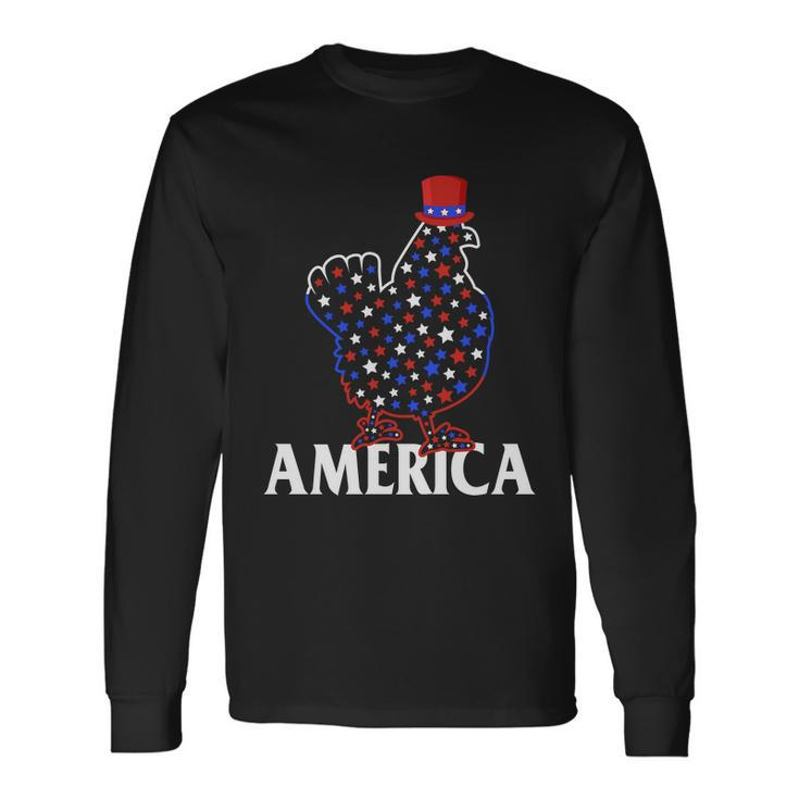 4Th Of July Chicken Love America Proud American Long Sleeve T-Shirt
