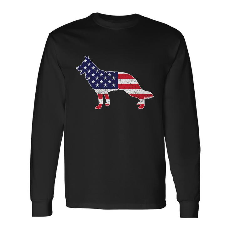 4Th Of July German Shepherd Dog Graphic Patriotic Usa Flag Meaningful Long Sleeve T-Shirt