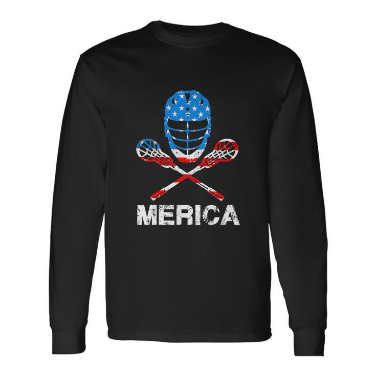 4Th Of July Merica Lacrosse American Flag Long Sleeve T-Shirt