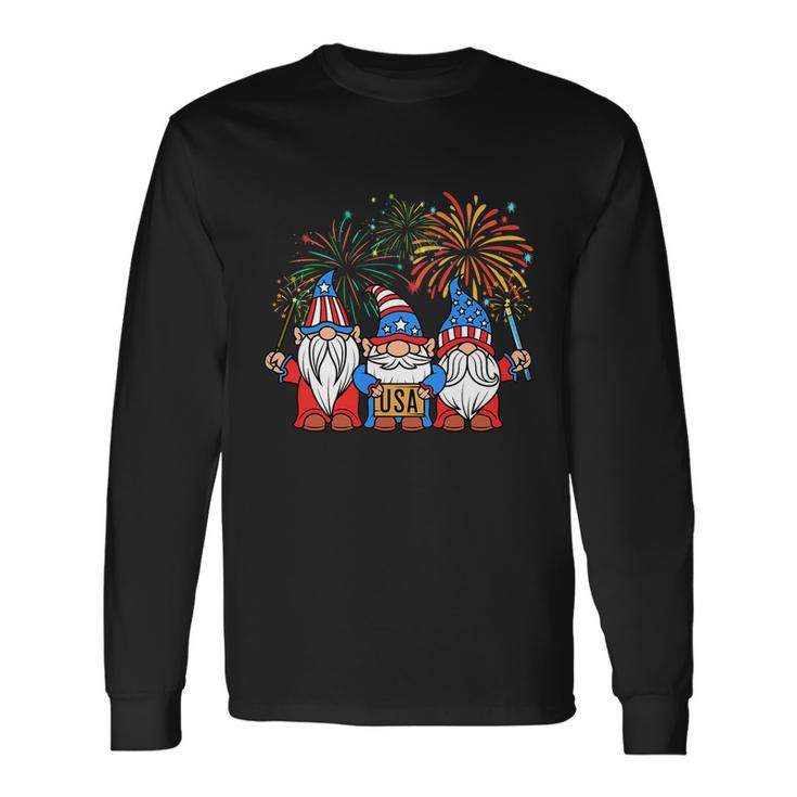 4Th Of July Patriotic Gnomes Usa Pride American Flag Long Sleeve T-Shirt