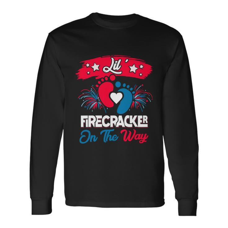 4Th Of July Pregnancy Meaningful Lil Firecracker On The Way Great Long Sleeve T-Shirt