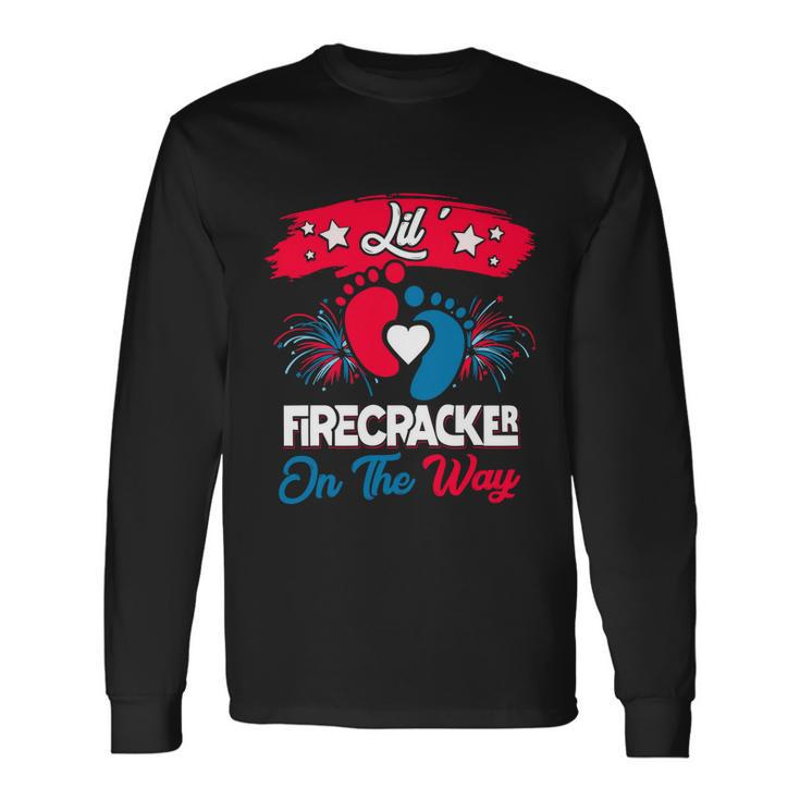 4Th Of July Pregnancy Patriotic Lil Firecracker On The Way Long Sleeve T-Shirt Gifts ideas