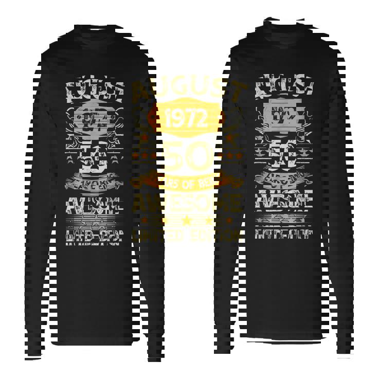 50 Years Old Vintage August 1972 50Th Birthday V2 Men Women Long Sleeve T-Shirt T-shirt Graphic Print Gifts ideas 50 Years Old Vintage August 1972 50Th Birthday V2 Men Women Long Sleeve T-Shirt T-shirt Graphic Print Gifts ideas