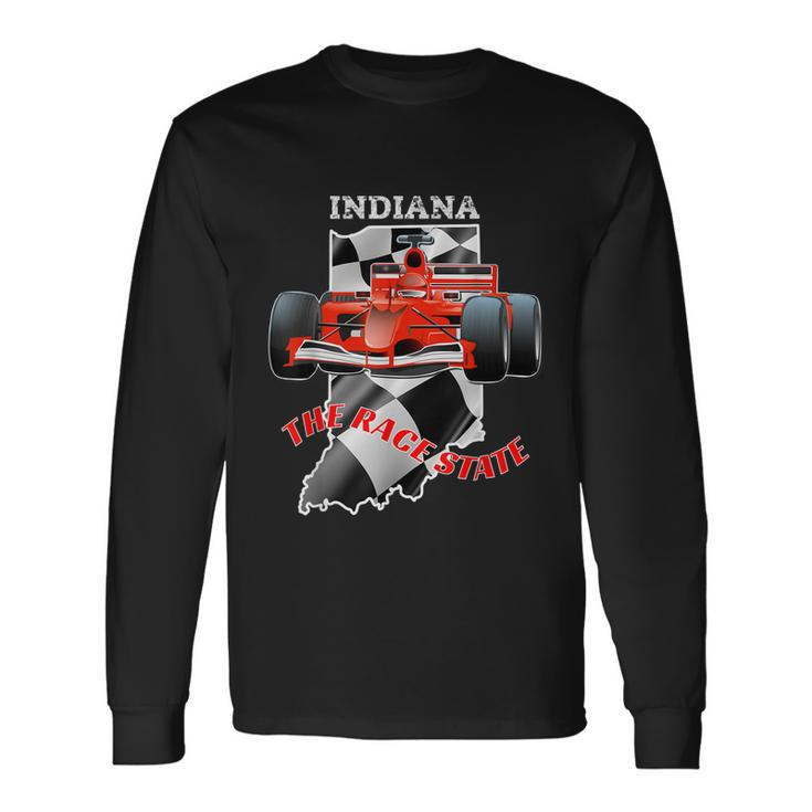 500 Indianapolis Indiana The Race State Checkered Flag Long Sleeve T-Shirt