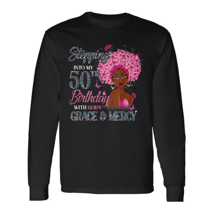 50Th Birthday Squad Stepping Into 50 Years Old Black Long Sleeve T-Shirt