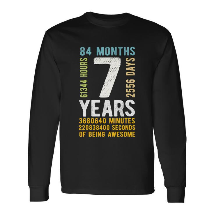 7Th Birthday 7 Years Old Vintage Retro 84 Months Long Sleeve T-Shirt
