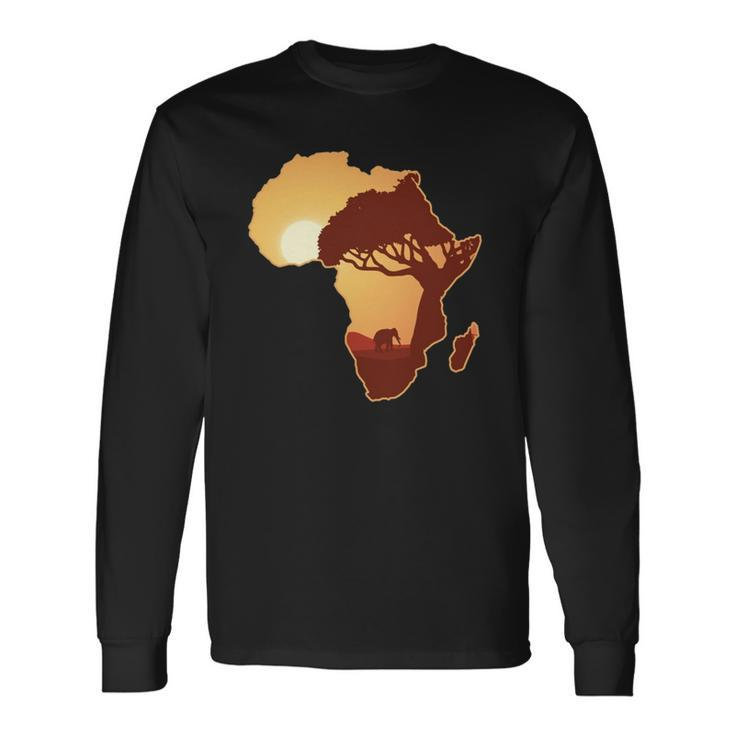 Africa Elephant Map African Safari Long Sleeve T-Shirt T-Shirt