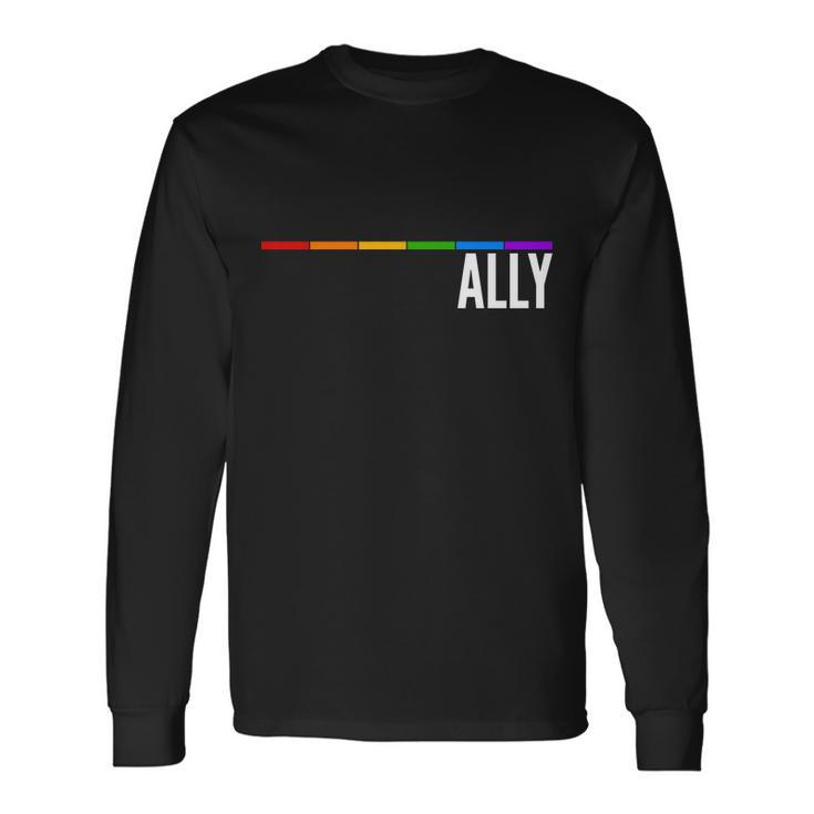 Ally Lgbt Support Rainbow Thin Line Tshirt Long Sleeve T-Shirt