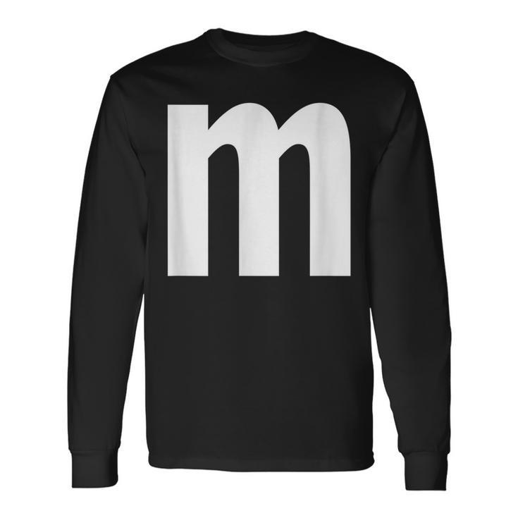 Alphabet Letter M Lower Case M Men Women Long Sleeve T-Shirt T-shirt Graphic Print