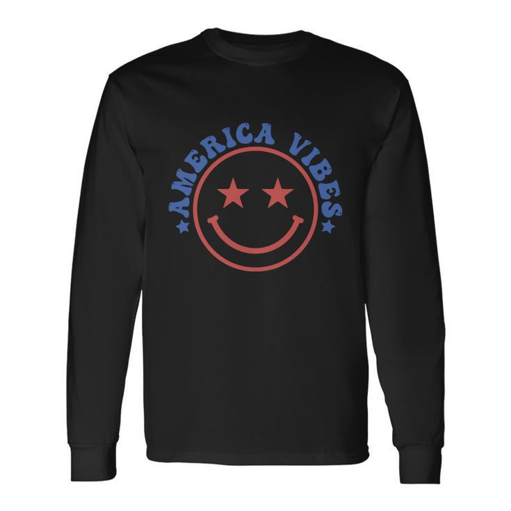 America Vibes Smiley 4Th Of July Long Sleeve T-Shirt