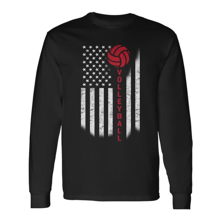 America Volleyball Flag Tshirt Long Sleeve T-Shirt