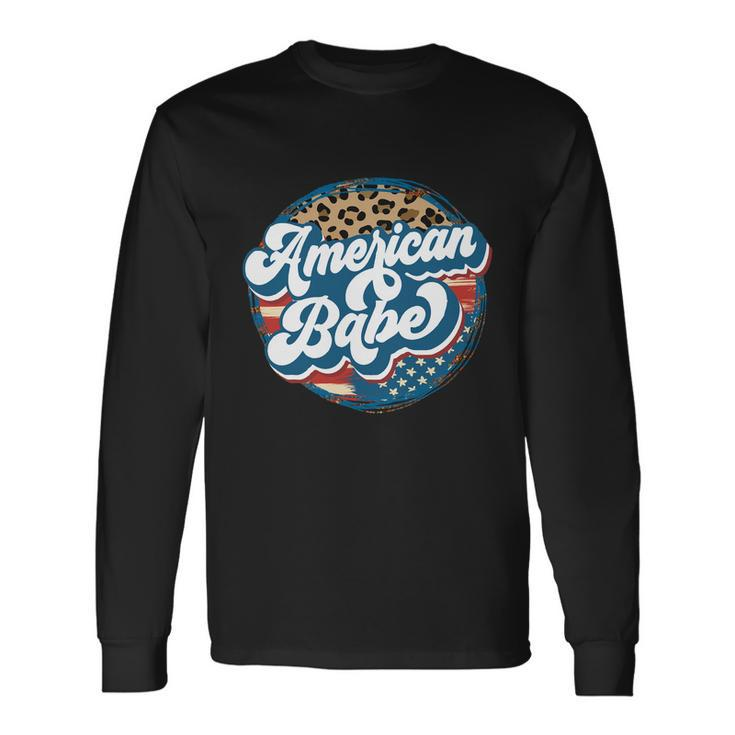 All American Babe Cute 4Th Of July Independence Day Graphic Plus Size Top Long Sleeve T-Shirt