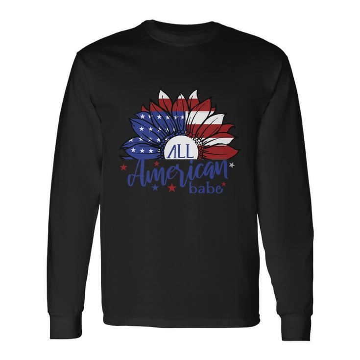 All American Babe Sunflower American Flag 4Th Of July Long Sleeve T-Shirt
