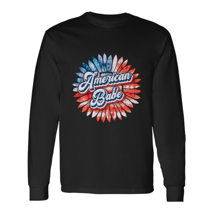 American Babe Sunflower Fourth Of July Graphic Plus Size Shirt For Men Women Long Sleeve T-Shirt