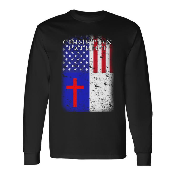 American Christian Patriot Red Cross Long Sleeve T-Shirt