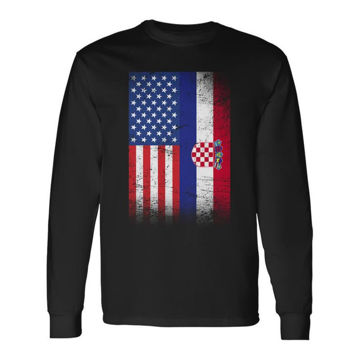 American Croatian Flag Croatia Pride Long Sleeve T-Shirt