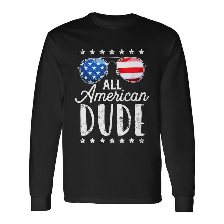 All American Dude 4Th Of July Boys Sunglasses Long Sleeve T-Shirt
