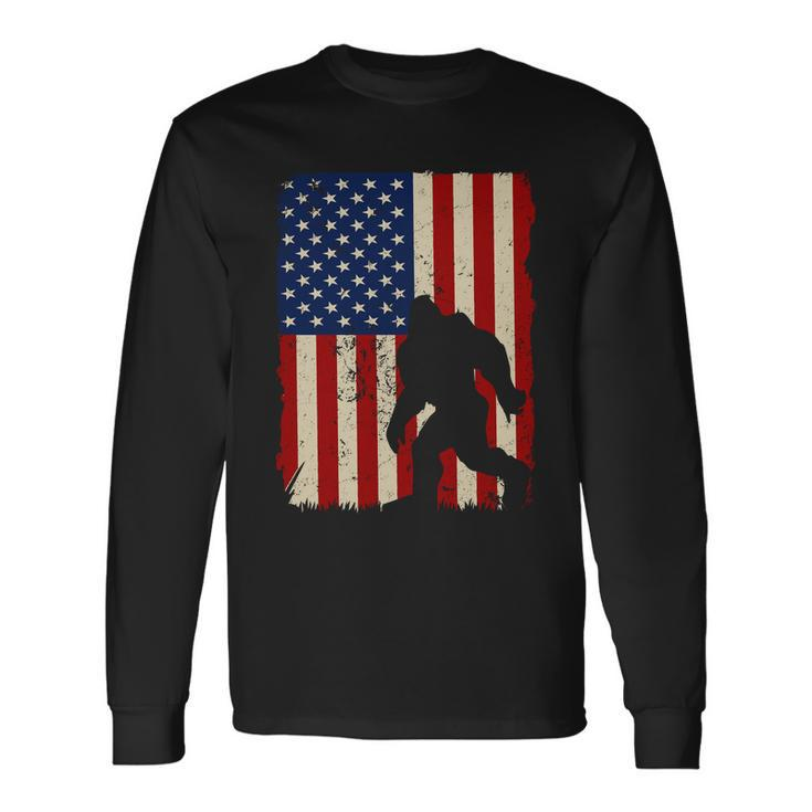 American Flag Gorilla Plus Size 4Th Of July Graphic Plus Size Shirt For Men Wome Long Sleeve T-Shirt