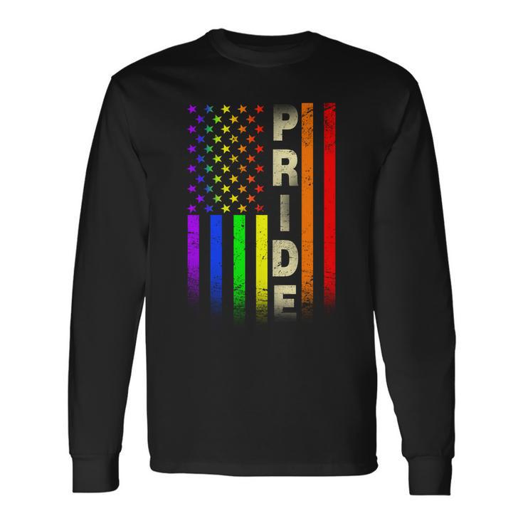 American Gay Pride Rainbow Flag V2 Long Sleeve T-Shirt