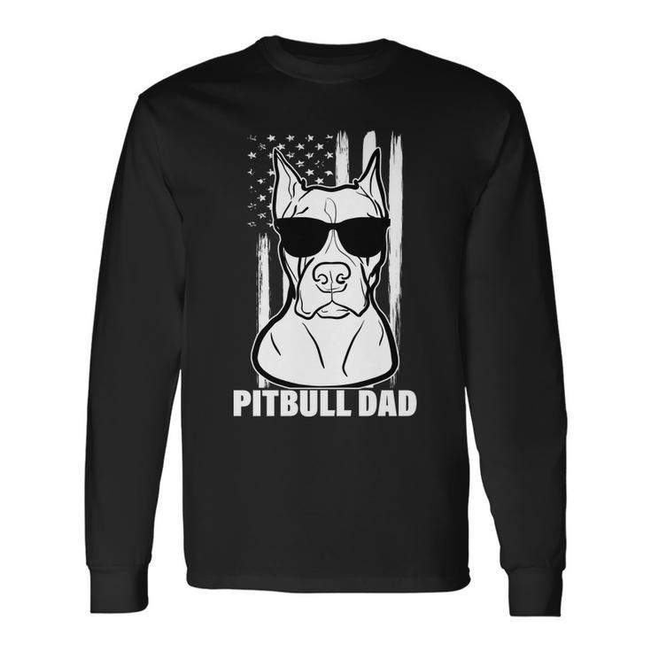 American Pitbull Dad Tshirt Long Sleeve T-Shirt