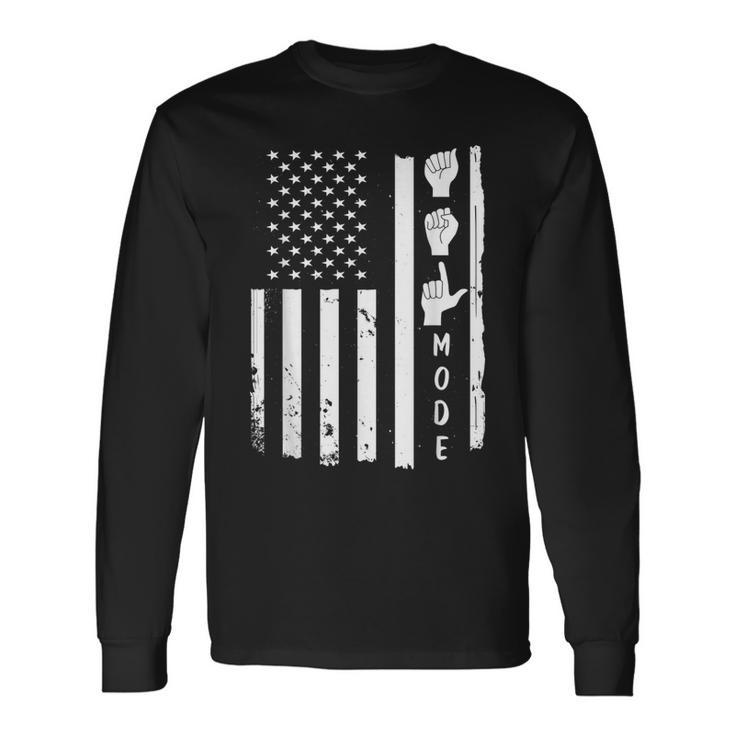 American Sign Language Asl Mode Usa Flag Long Sleeve T-Shirt