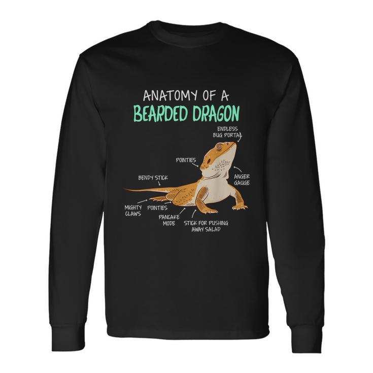 Anatomy Of A Bearded Dragon Bearded Dragon Lizard Pogona Reptile Long Sleeve T-Shirt
