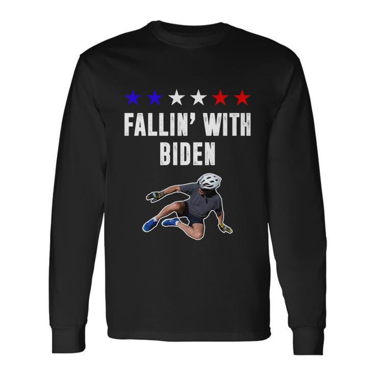 Anti Biden Fallin With Biden Joe Biden Bike Fall Long Sleeve T-Shirt