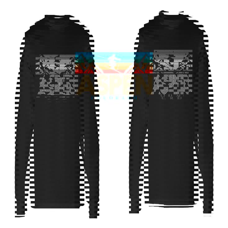 Aspen Colorado Ski Sunset Mountain Long Sleeve T-Shirt
