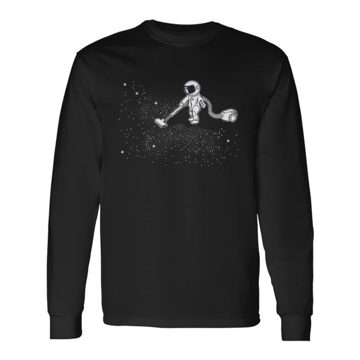 Astronaut Vacuuming Galaxy Stars Long Sleeve T-Shirt