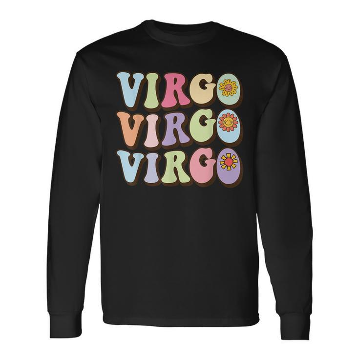August September Birthday Groovy Astrology Zodiac Sign Virgo Men Women Long Sleeve T-Shirt T-shirt Graphic Print