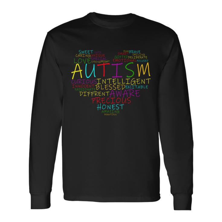 Autism Awareness Heart Words Of Love Long Sleeve T-Shirt