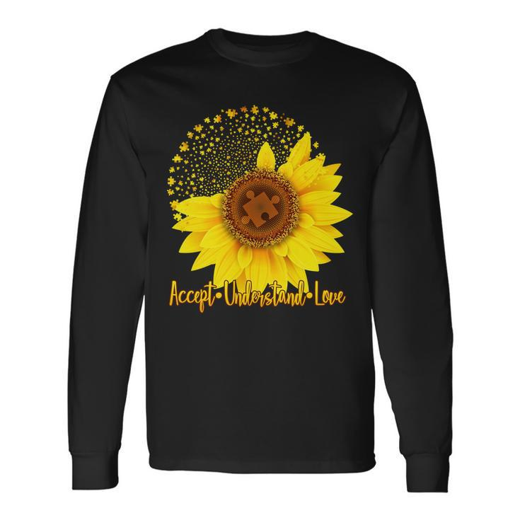 Autism Awareness Sunflower Puzzle Long Sleeve T-Shirt