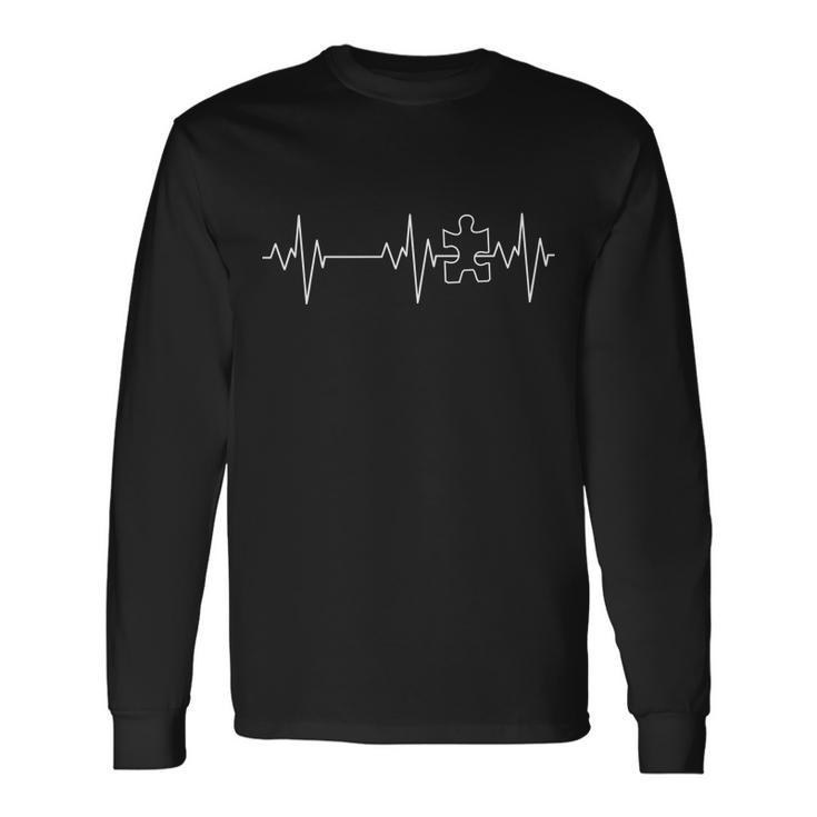 Autism Heartbeat Pulse Puzzle V2 Long Sleeve T-Shirt