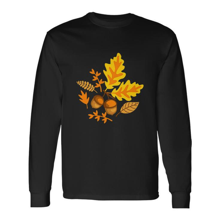 Autumn Leaves And Acorns Fall For Thanksgiving Cute Long Sleeve T-Shirt