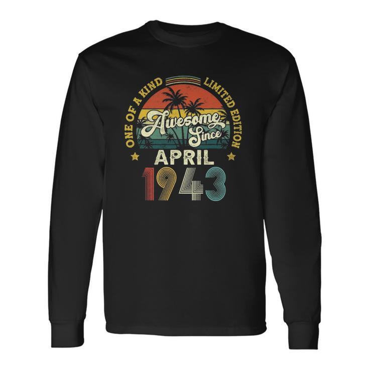 Awesome Since April 1943 Vintage 80Th Birthday For Long Sleeve T-Shirt T-Shirt