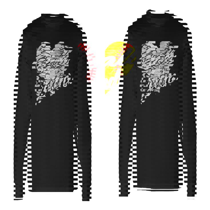 Ball Grandma Baseball Softball Heart Sport Lover Men Women Long Sleeve T-Shirt T-shirt Graphic Print Gifts ideas