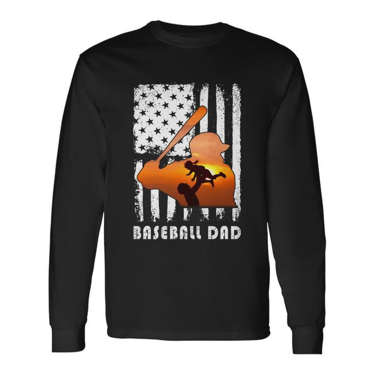 Baseball Dad Father And Kid Baseball Lover Long Sleeve T-Shirt
