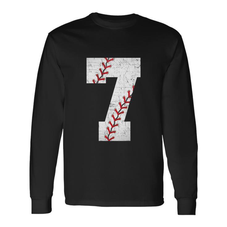 Baseball Softball Lover Seven Years Bday 7Th Birthday Boy Long Sleeve T-Shirt