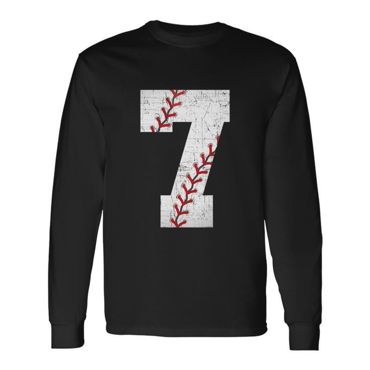 Baseball Softball Lover Seven Years Funy 7Th Birthday Boy Long Sleeve T-Shirt