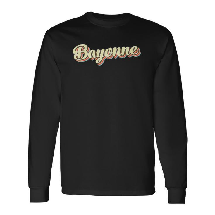 Bayonneretro Art Baseball Font Vintage Long Sleeve T-Shirt