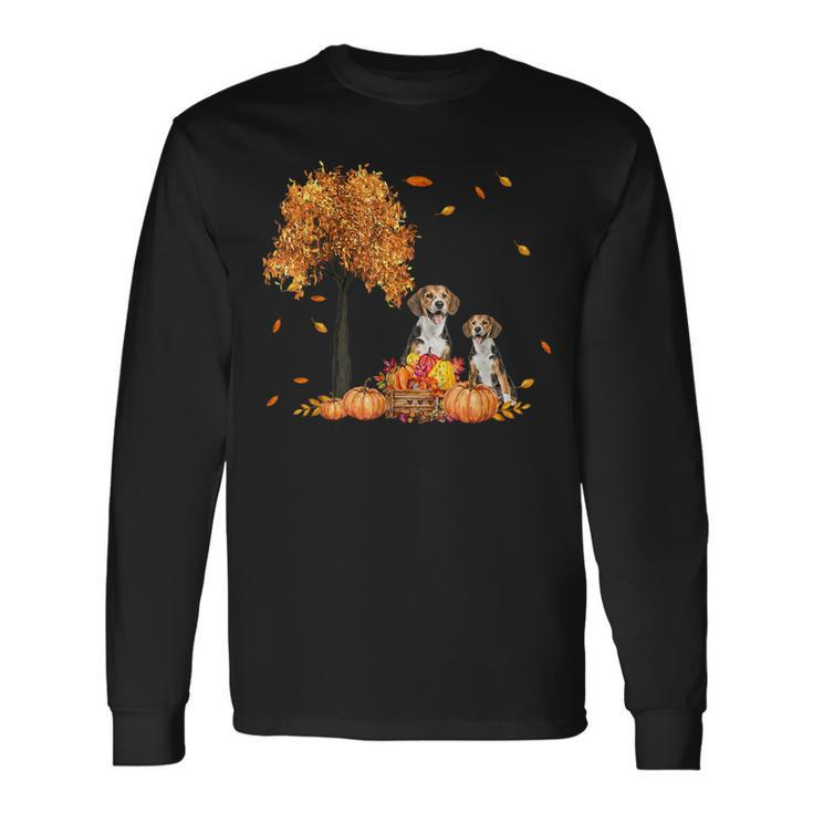 Beagle Autumn Leaf Fall Dog Lover Thanksgiving Halloween Long Sleeve T-Shirt